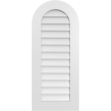 Ekena Millwork Round Top Surface Mount PVC Gable Vent: Non-Functional, w/ 3-1/2"W x 1"P Standard Frame, 18"W x 42"H GVPRT18X4201SN